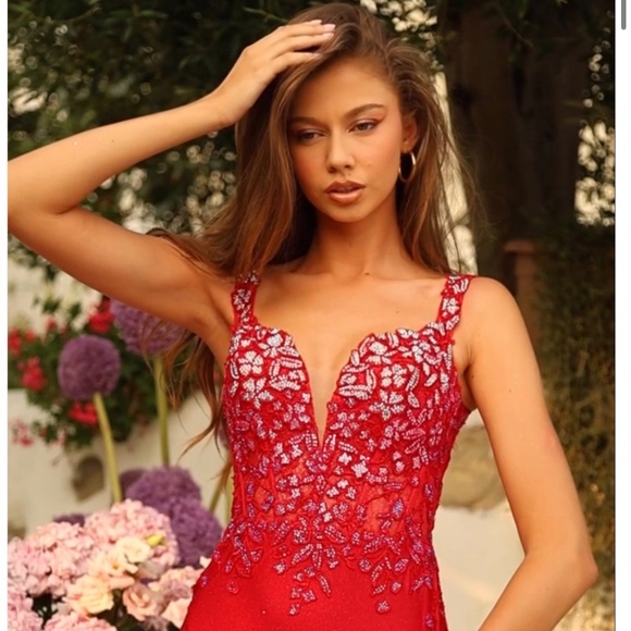 Amarra red formal prom dress - size 2 - Picture 2 of 3